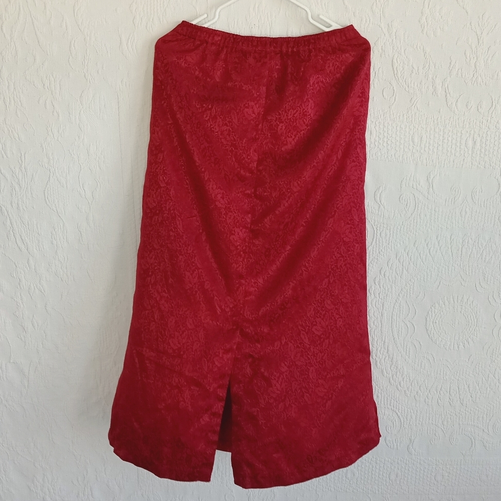 Kathie Lee Red Floral Satin Maxi Slip Skirt - Picture 8 of 12